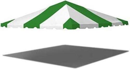 DESCRIPTION: 10X10 GREEN/WHITE TOP WEST COAST FRAME TENT TOP INFORMATION: TOP ONLY LOCATION: WAREHOUSE QTY: 1