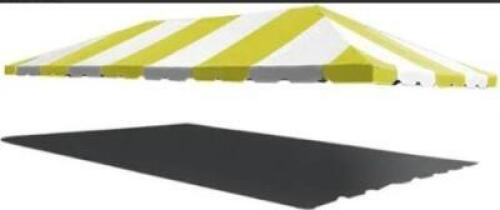 DESCRIPTION: 15X15 YELLOW/WHITE TOP WEST COAST FRAME TENT TOP INFORMATION: TOP ONLY LOCATION: WAREHOUSE QTY: 1
