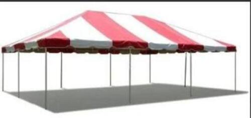 DESCRIPTION: 20X30 RED/WHITE TOP POLE TENT INFORMATION: TOP ONLY LOCATION: WAREHOUSE QTY: 1