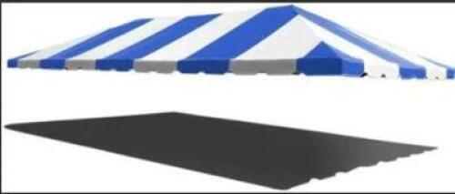 DESCRIPTION: 30X40 BLUE/WHITE TOP POLE TENT TOP INFORMATION: TOP ONLY LOCATION: WAREHOUSE QTY: 1