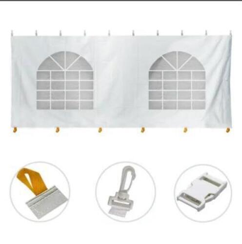 DESCRIPTION: (4) 7X20 CATHEDRAL WINDOW SIDEWALLS BRAND/MODEL: TENTANDTABLE.COM INFORMATION: CLIPS AT ENDS LOCATION: WAREHOUSE QTY: 1