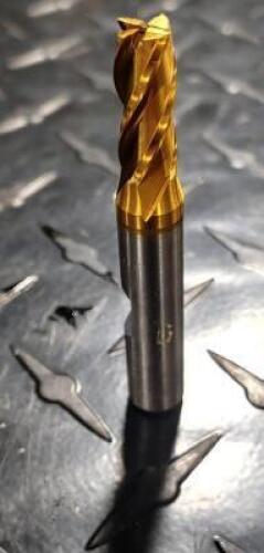 DESCRIPTION: (4) HSS SQUARE END MILL BRAND/MODEL: HERTEL 41120015 RETAIL$: 20.99 EA SIZE: 5/16" 3/4" LOC, 3/8" SHANK QTY: 4