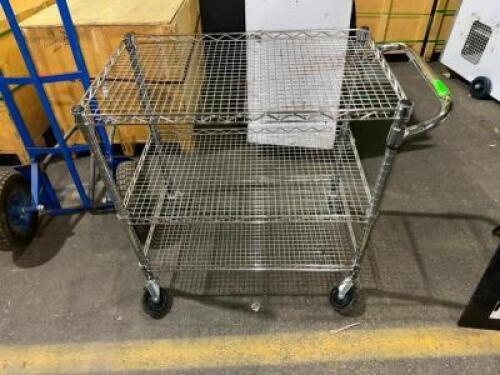 DESCRIPTION: METAL CART ADDITIONAL INFORMATION: TWO WHEELS ARE BENT SIZE: 18"X30"X33" LOCATION: LEVEL 2 QTY: 1