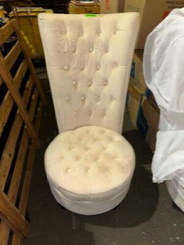 DESCRIPTION: (2)- WHITE PLUSH HIGH BACK CHAIRS LOCATION: LEVEL 2 QTY: 2