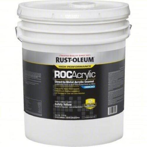 DESCRIPTION: (1) ACRYLIC ENAMEL COATING BRAND/MODEL: RUST-OLEUM #454H32 INFORMATION: SAFETY YELLOW SIZE: 5 GALLON Exterior/Interior, Acrylic, Mild to