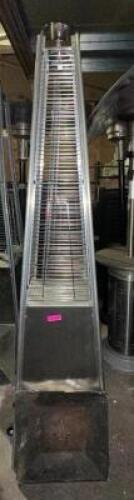 DESCRIPTION: 4801 BTU PYRAMID FLAME OUTDOOR PATIO HEATER BRAND / MODEL: $300 ADDITIONAL INFORMATION: NO TANK INCLUDED LOCATION: LEVEL 2 QTY: 1