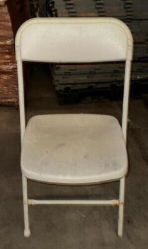 DESCRIPTION: (100)- WHITE FESTIVAL PLASTIC FOLDING CHAIRS LOCATION: GRANITE CITY QTY: 100