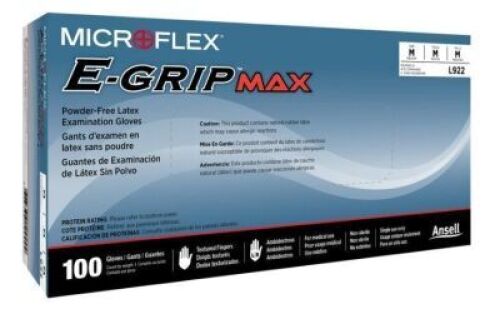 DESCRIPTION: (10) BOXES OF (100) POWDER FREE LATEX GLOVES BRAND/MODEL: MICROFLEX E-GRIP SIZE: XL RETAIL$: $13.79 EA QTY: 10