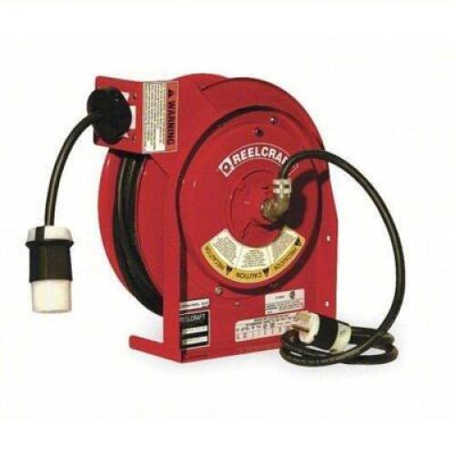 DESCRIPTION: (1) EXTENSION CORD REEL BRAND/MODEL: REELCRAFT #2XJC8 INFORMATION: RED, GROUNDING PLUG, NEMA 5-20P, SINGLE CONNECTOR, NEMA 5-20R RETAIL$: