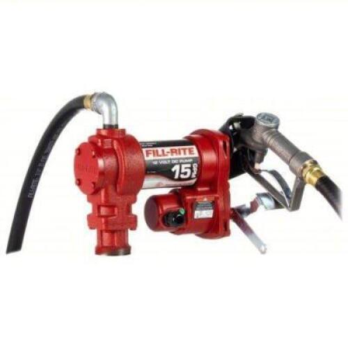 DESCRIPTION: (1) FUEL TRANSFER PUMP BRAND/MODEL: FILL-RITE #1P894 INFORMATION: PUMP WITH HOSE & NOZZLE, BUNG, 15 GPM MAX. FLOW RATE, 12V DC, NPT, NPT