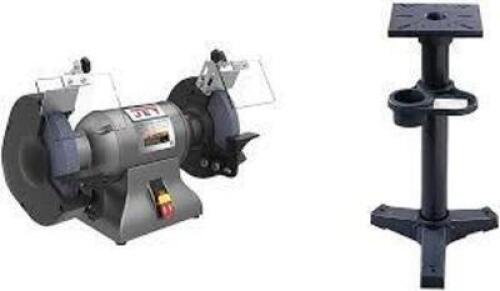 DESCRIPTION: (1) SET OF BENCH GRINDER AND STAND BRAND/MODEL: JET #JPS-2A & #JBG-8B SIZE: 8" GRINDER RETAIL$: $570.00 TOTAL QTY: 1