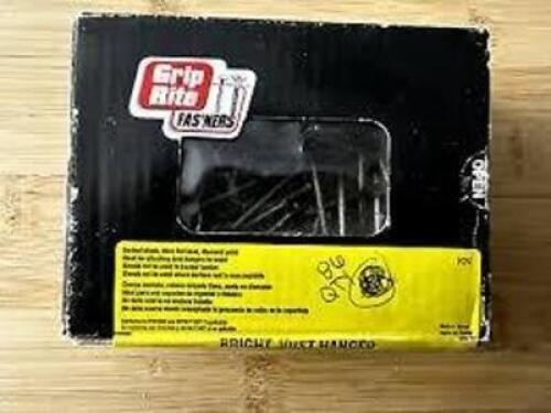 DESCRIPTION: (10) BOXES OF FASTENERSBRAND/MODEL: GRIP RITEINFORMATION: FLUTED MASONRY NAILSSIZE: 1", 1LB BOXESRETAIL$: $8.98 EAQTY: 10