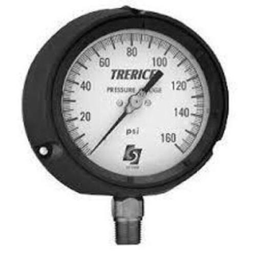 DESCRIPTION: (4) PRESSURE GAUGE BRAND/MODEL: TRERICE #450LFSS4504LA120 SIZE: , 0 to 160 psi Pressure, 1/2 in MNPT Connection, 4-1/2 in Dia Dial, +/- 0