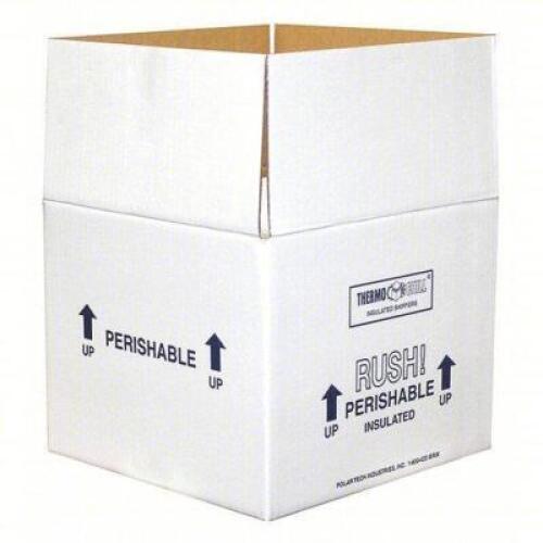 DESCRIPTION: (1) INSULATED SHIPPING CONTAINER BRAND/MODEL: 53XM42 SIZE: 9-1/2x9-1/2 x 7 in, 1.25 in Insert Wall Thick, Cardboard, White, 2 PK RETAIL$: