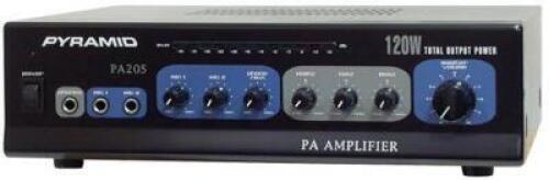 DESCRIPTION: (1) MICROPHONE PA AMPLIFIER BRAND/MODEL: PYRAMID PA205 SIZE: 120 Wtt RETAIL$: $226.99 QTY: 1