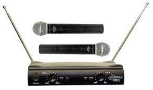 DESCRIPTION: (1) DUAL WIRELESS MIC SYSTEM BRAND/MODEL: PYLE PDMW2500 RETAIL$: $142.00 QTY: 1