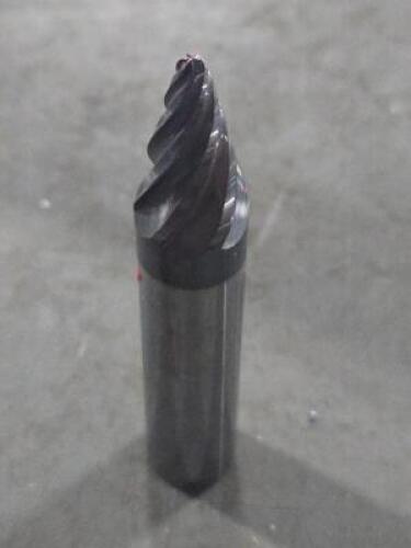DESCRIPTION: (1) SOLID CARBIDE 15 DEG TAPER FORM BARREL CUTTER END MILL BRAND/MODEL: ACCUPRO 03328275 SIZE: 0.6250" SM END DIA 0.9834" LOC RETAIL$: $2