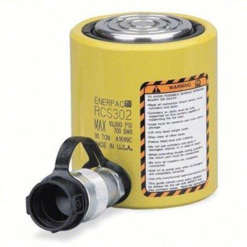 DESCRIPTION: (1) SINGLE ACTING HYDRUALIC RAM BRAND/MODEL: ENERPAC RCS302 SIZE: 30 TON NOM. CAPACITY 2" STROKE RETAIL$: $1,386.08 QTY: 1
