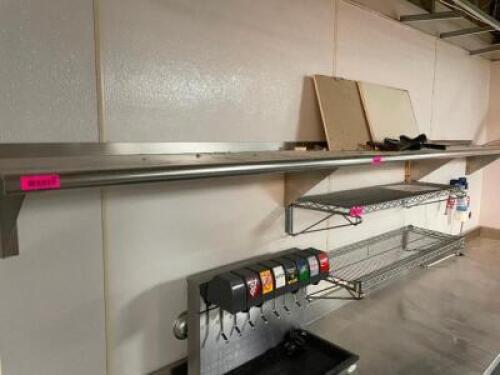 DESCRIPTION: 12' X 12" STAINLESS WALL SHELF SIZE: 12' X 12" LOCATION: KITCHEN QTY: 1