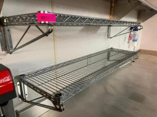 DESCRIPTION: (2) 48" X 12" WALL MOUNTED WIRE SHELVES. SIZE: 48" X 12" LOCATION: KITCHEN THIS LOT IS: SOLD BY THE PIECE QTY: 2