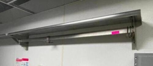 DESCRIPTION: 72" X 12" STAINLESS WALL SHELVE W/ POT RACK SIZE: 72" X 12" LOCATION: KITCHEN QTY: 1