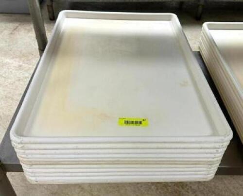 DESCRIPTION: (10) FULL SIZE PLASTIC SHEET PANS LOCATION: PRODUCTION AREA QTY: 10