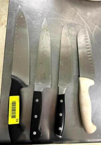 DESCRIPTION: (4) CHEFS KNIVES LOCATION: PRODUCTION AREA QTY: 1