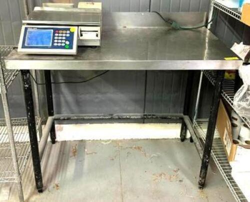 DESCRIPTION: STAINLESS STEEL TABLE SIZE: 48"X24" LOCATION: PACKAGING AREA QTY: 1