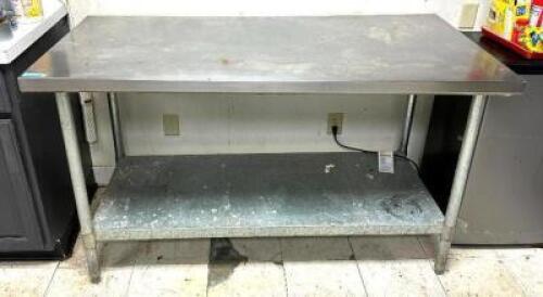 DESCRIPTION: STAINLESS STEEL TABLE WITH UNDERSHELF SIZE: 60"X30" LOCATION: KITCHEN QTY: 1