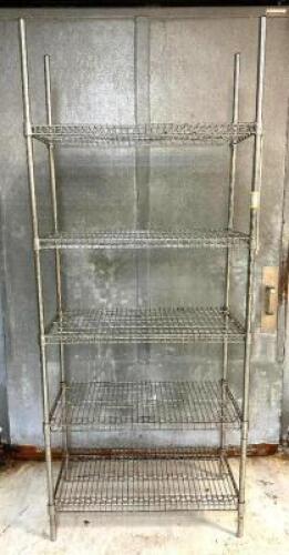 DESCRIPTION: 5-TIER WIRE SHELVING UNIT SIZE: 36"X18" LOCATION: PRODUCTION AREA QTY: 1