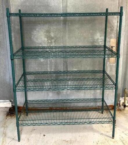DESCRIPTION: 4-TIER WIRE SHELVING UNIT SIZE: 48"X18" LOCATION: PRODUCTION AREA QTY: 1