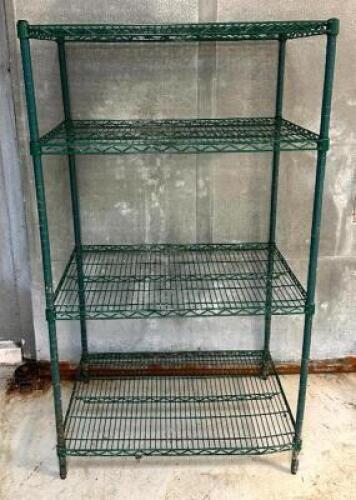 DESCRIPTION: 4-TIER WIRE SHELVING UNIT SIZE: 36"X24" LOCATION: PRODUCTION AREA QTY: 1