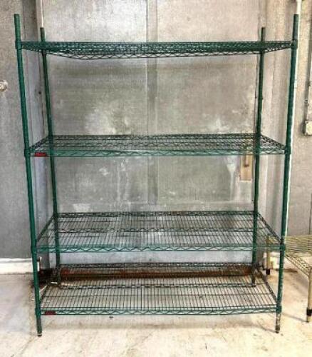 DESCRIPTION: 4-TIER WIRE SHELVING UNIT SIZE: 60"X24" LOCATION: PRODUCTION AREA QTY: 1