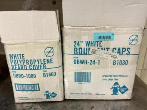DESCRIPTION: PARTIAL BOXES OF BEARD COVERS AND BOUFFANT CAPS LOCATION: PRODUCTION AREA QTY: 1
