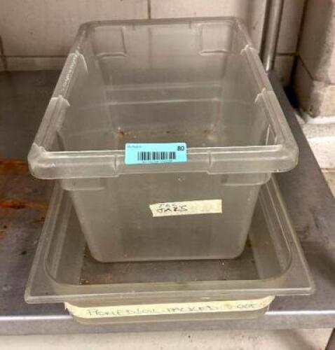DESCRIPTION: (2) PLASTIC PANS LOCATION: PRODUCTION AREA QTY: 1