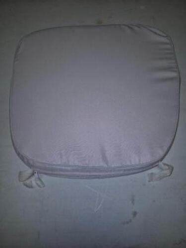 DESCRIPTION: (152) SILVER CUSHION COVERS WITH CUSHION INFORMATION: FOR CHIAVARI CHAIRS LOCATION: ELECTRONICS CAGE QTY: 1