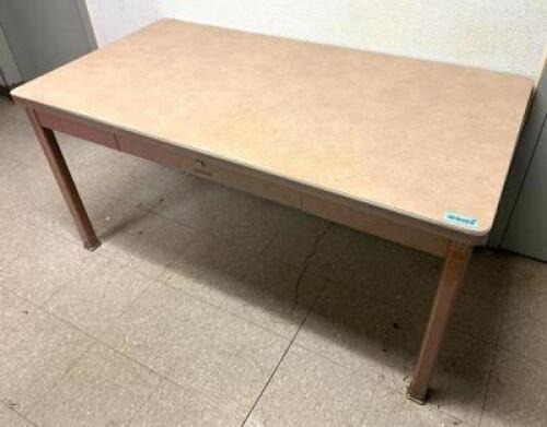 DESCRIPTION: COMPOSITE TOP TABLE WITH METAL FRAME SIZE: 60"X30" LOCATION: HALLWAY QTY: 1
