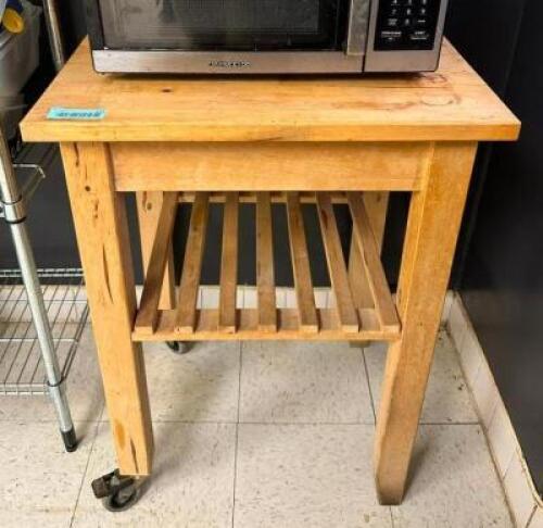 DESCRIPTION: WOODEN MICROWAVE CART LOCATION: KITCHEN QTY: 1