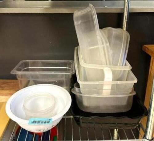 DESCRIPTION: ASSORTED PLASTIC CONTAINERS AS SHOWN LOCATION: KITCHEN QTY: 1