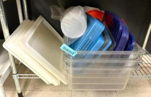 DESCRIPTION: ASSORTED PLASTIC CONTAINERS AND LIDS AS SHOWN LOCATION: KITCHEN QTY: 1