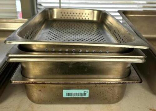 DESCRIPTION: (4) ASSORTED FULL SIZE PANS SIZE: 4" DEEP LOCATION: KITCHEN QTY: 4