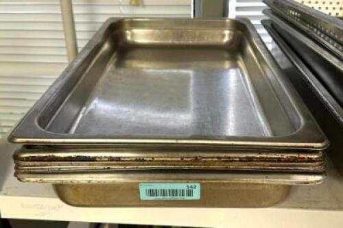 DESCRIPTION: (6) FULL SIZE STAINLESS PANS SIZE: 2.5" DEEP LOCATION: KITCHEN QTY: 6