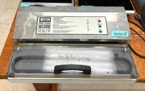 DESCRIPTION: VACUUM SEALER BRAND/MODEL: WESTON PRO-2300 INFORMATION: COMES WITH BAGS LOCATION: KITCHEN QTY: 1
