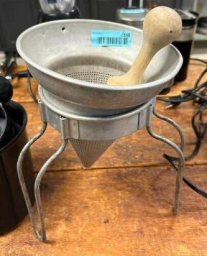 DESCRIPTION: CHINA CAP STRAINER WITH STAND AND PESTLE LOCATION: KITCHEN QTY: 1