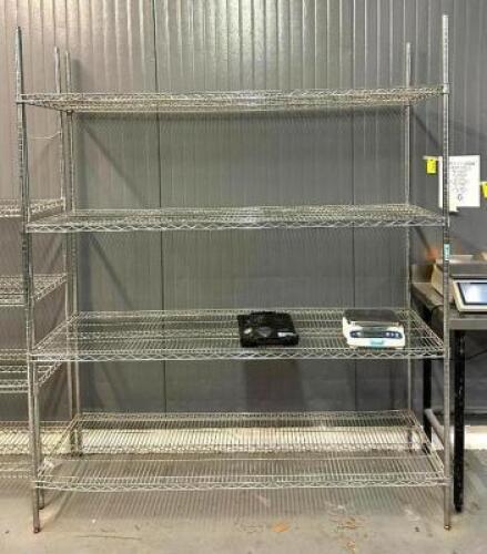 DESCRIPTION: 4-TIER WIRE SHELVING UNIT SIZE: 72"X24" LOCATION: PACKAGING AREA QTY: 1