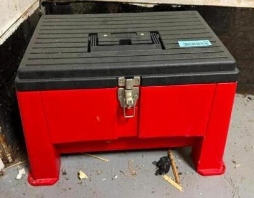 DESCRIPTION: TOOL BOX STOOL WITH CONTENTS INFORMATION: SEE PHOTOS FOR TOOLS LOCATION: STORAGE QTY: 1