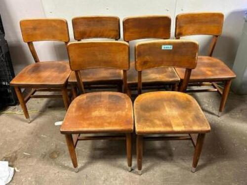DESCRIPTION: (6) WOODEN CHAIRS LOCATION: STORAGE QTY: 6