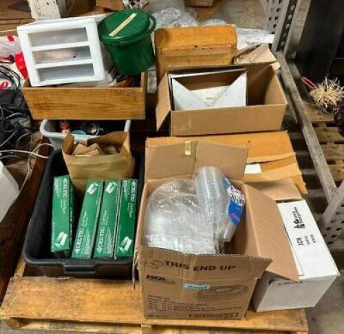 DESCRIPTION: ASSORTED PAPER PRODUCTS AND PLASTICWARE INFORMATION: SEE PHOTOS FOR MORE DETAIL LOCATION: STORAGE QTY: 1