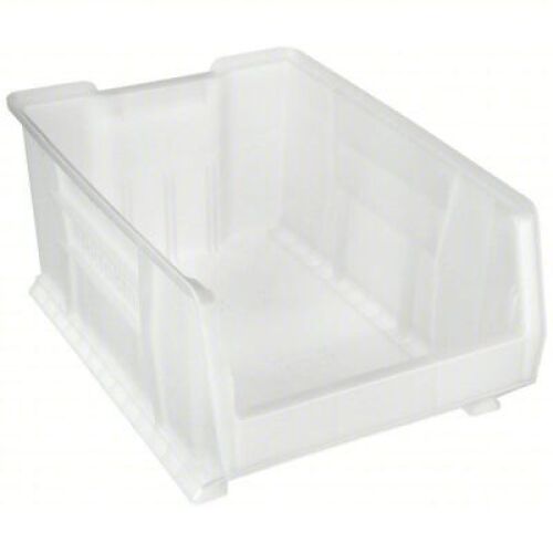 DESCRIPTION: (2) SUPERSIZE BIN BRAND/MODEL: AKRO MILS #40K423 SIZE: 23 7/8 in Overall Lg, 16 1/2 in x 11 in, Clear, Stackable RETAIL$: $67.91 EA QTY: