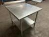 36" X 30" STAINLESS TABLE W/ 4" BACK SPLASH